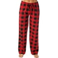 thumbnail image 1 of TQWQT Red Plaid Pants Women Fluffy Halloween Pajamas Comfy Plaid Flannel Cute Bottoms Plus Size Christmas Lounge Pj Pants Sleepwear Red 2XL, 1 of 3
