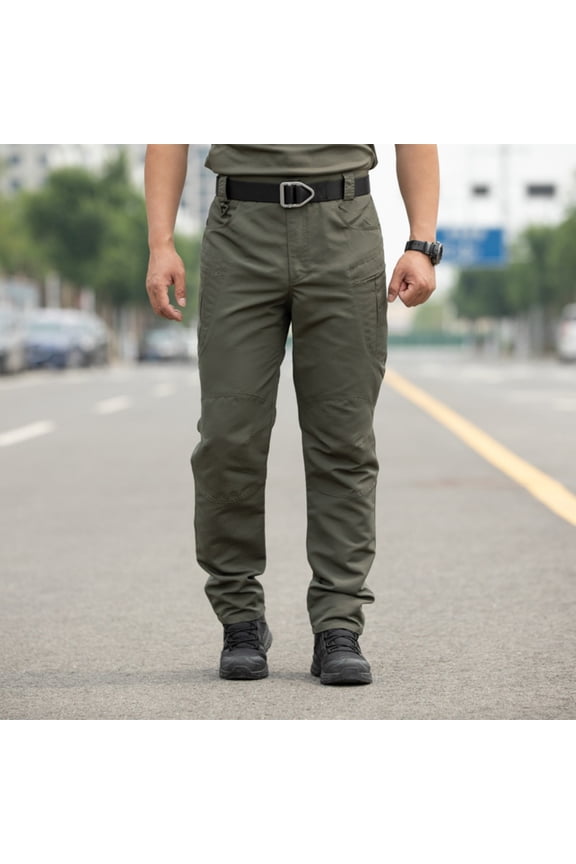 TQWQT Ripstop Water Resistant Cargo Tactical Pants for Men EDC Hiking Work Military Army Pants with 6 Pockets Army Green L