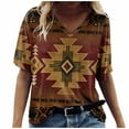 thumbnail image 1 of TQWQT Womens T Shirts Loose Fit Western Tribal Ethnic Shirt Aztec Print Casual V-Neck Tops Vintage Graphics Blouse Tunic,Green XXL, 1 of 5