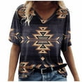 thumbnail image 1 of TQWQT Short Sleeve Shirts for Women Causal V Neck Western Aztec T Shirt Summer Loose Fit Ethnic Print Graphic Tees, 1 of 5