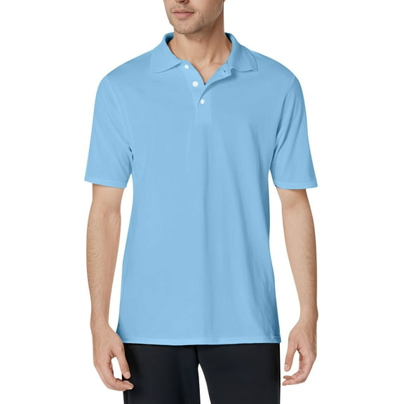 TQWQT Sky Blue Polo Shirts for Men Short Sleeve Polo Shirts Summer Button Down Collared Classic T Shirts Casual Loose Basic Tees L