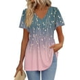 thumbnail image 1 of TQWQT Summer Peplum Tops for Women Casual Short Sleeve Blouse Babydoll V-Neck Shirts Puff Sleeve Floral Flowy Tunic Top Plus Size Maternity Clothes Light pink 2XL, 1 of 5