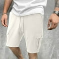 thumbnail image 1 of TQWQT Sweat Shorts Men Big and Tall Cargo Shorts Dressy Casual Elastic Waist Drawstring Baggy Shorts Athletic Workout Gym Cotton Cargo Shorts with 5 Pockets White XL, 1 of 3