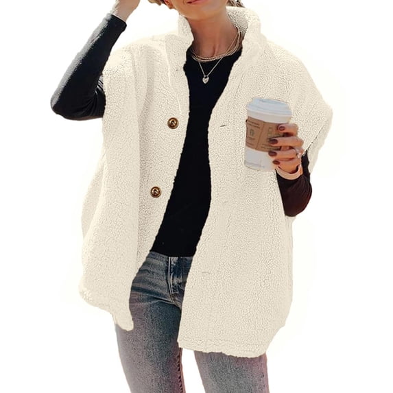 TQWQT Sweater Vest for Women Oversized Puffer Jackets Sleeveless Fleece Vest Casual Warm Button Up Fleece Western Faux Fur Sherpa Coat Beige S