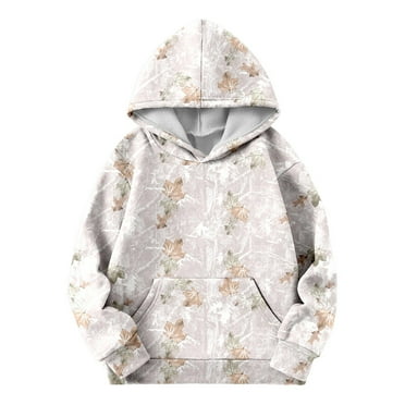 TQWQT Sweatshirts for Girls Long Sleeve Camo Hoodie Maple Leaf Print Cute Graphic Hoodie Drawstring Pullover Kids 5-6 Years Kids Clothes