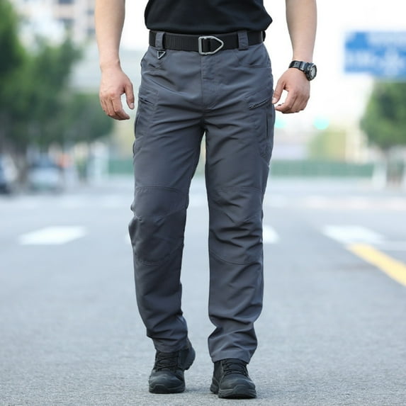 TQWQT Tactical Cargo Pants for Men Outdoor Waterproof Quick Dry Hiking Pants Baggy Ripstop Work Multi Pocket Overalls Pant Gray XL