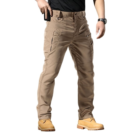 TQWQT Tactical Pants, Le Spartan Motorcycle Pants, Men's Lightweight Quick-Drying Water Resistant Ripstop Cargo Pants Khaki XL