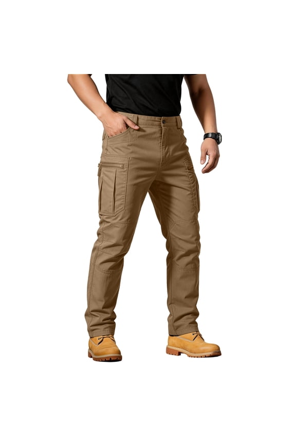Tactical Pants for Men Durable Ripstop Hiking Pants Men with Pockets Lightweight Outdoor Water Resistant Cargo Pant Brown XXL
