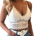 thumbnail image 1 of TQWQT Tank Top for Women Sexy Floral Lace Crop Cami Top Sheer Wirefree Longline Bralette,White L, 1 of 5