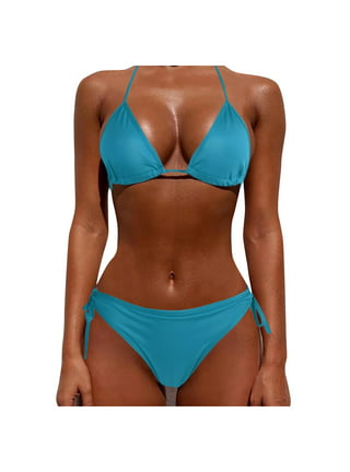 2pcs Women Summer Swimwear Bikini Set Bra Tie Side G-String Thong Beach  Triangle Suit Swimsuit Bathing Suit