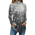 thumbnail image 1 of TQWQT Tunic tops for Women Loose Fit Dressy Xmas Tree Snowflake Printed Tunic Top Long Sleeve Shirt Fall Turtleneck T Shirts Trendy Curved Hem Graphic Tee Dark Gray S, 1 of 5