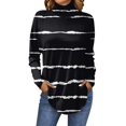 thumbnail image 1 of TQWQT Turtleneck Tops for Women Long Sleeve Floral Printed Curved Hem Graphic Tee Turtleneck Loose Fit T Shirts Plus Size Fall Shirts Black 3XL, 1 of 5