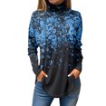 thumbnail image 1 of TQWQT Turtleneck Tops for Women Long Sleeve Floral Printed Curved Hem Graphic Tee Turtleneck Loose Fit T-Shirts Plus Size Fall Shirts Light Blue M, 1 of 5