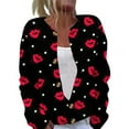 thumbnail image 1 of TQWQT Valentines Day Sweater Women Plus Size Open Front Love Heart Print Cute Sweater Cardigans for Women Button Down Cardigan Holiday Clothes S, 1 of 5