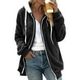 thumbnail image 1 of TQWQT Warm Winter Hoodies for Women, Fashion Plus Size Extreme Cold Weather Outwear Thicken Furry Lined Thermal Down Jackets Black XXL, 1 of 6
