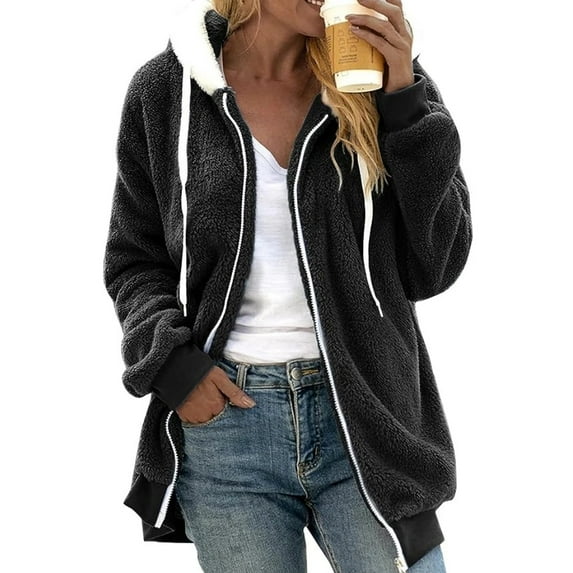 TQWQT Warm Winter Hoodies for Women, Fashion Plus Size Extreme Cold Weather Outwear Thicken Furry Lined Thermal Down Jackets Black XXL