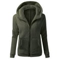 thumbnail image 1 of TQWQT Winter Coats for Women Long Sleeve Zip Up Hoodies Jackets Lamb Fleece Solid Color Open Front Cardigan Coat with Pocket Army Green 2XL, 1 of 4