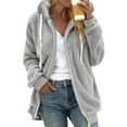 thumbnail image 1 of TQWQT Winter Fleece Coats for Women, Faux Fur Jacket Coat Fuzzy Fleece Jacket Plus Size Zip Up Drawstring Sweatshirt Oversized Light Gray XXL, 1 of 6