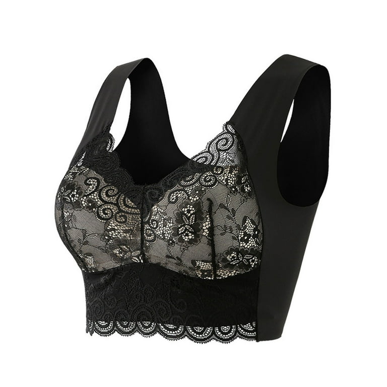 TQWQT Wirefree Soft Sexy Floral Lace Bralette with Top Hook and Eye Back  Closure