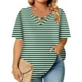 thumbnail image 1 of TQWQT Women Plus Size Tops 4x-5x Sexy Short Sleeve Tunic Tops Striped Color Block Graphic Tees V Neck Criss Cross T Shirts Loose Fit Casual Summer Clothes 2XL, 1 of 5