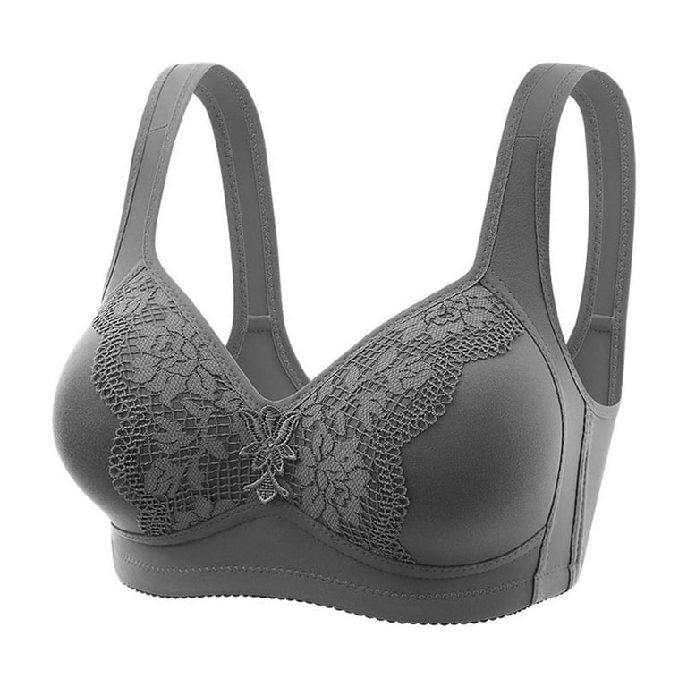TQWQT Women Seamless Push Up Bra Comfort Cushion Strap Wirefree Full  Coverage Large Bust Non-Padded Bra,Gray L