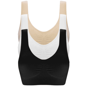 TQWQT Women Sport Bra Plus Size Cotton Breathable Underwear with Pads Push Up Bra 3-Pack