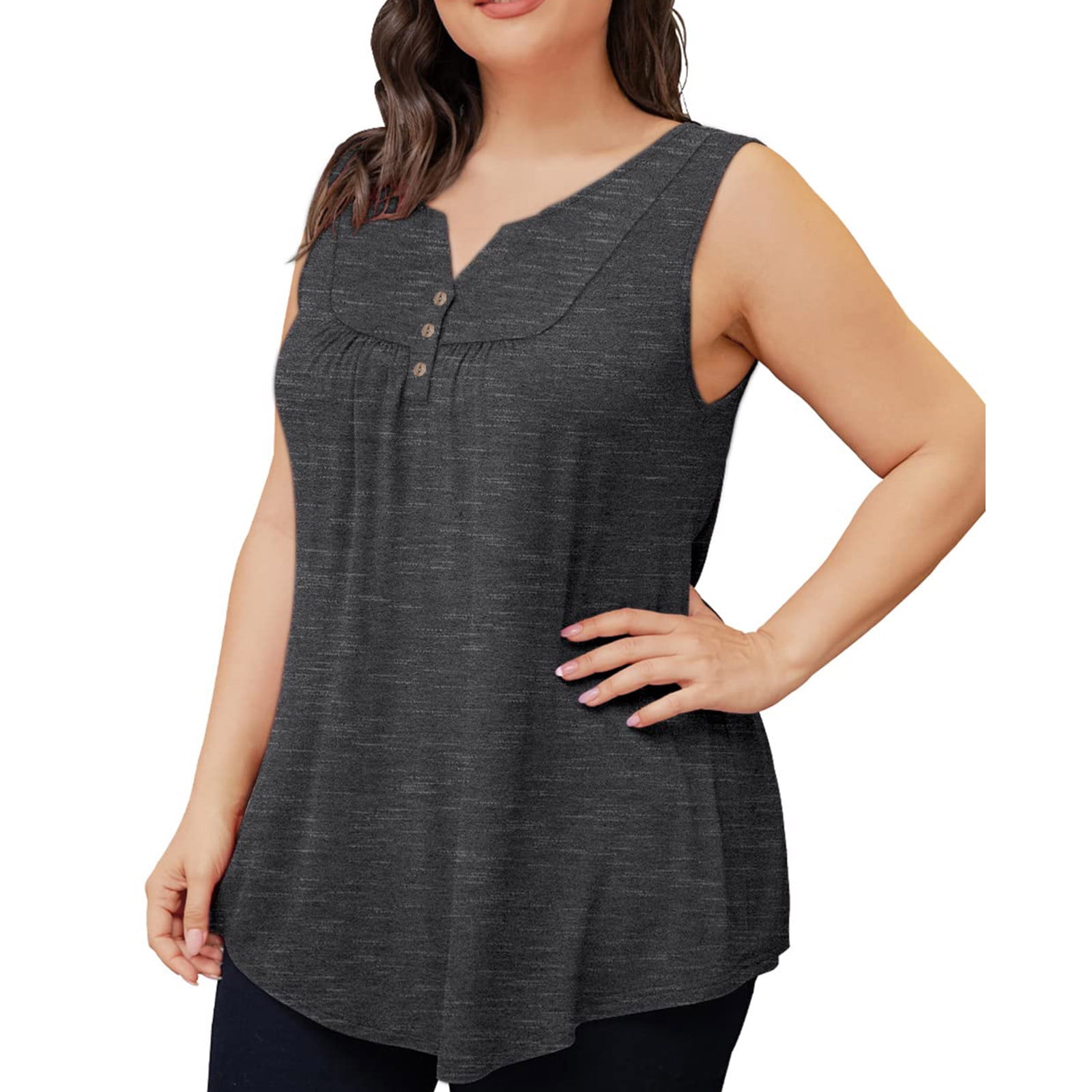 TQWQT Women Tops Dressy Casual Plus Size Sleeveless T Shirts