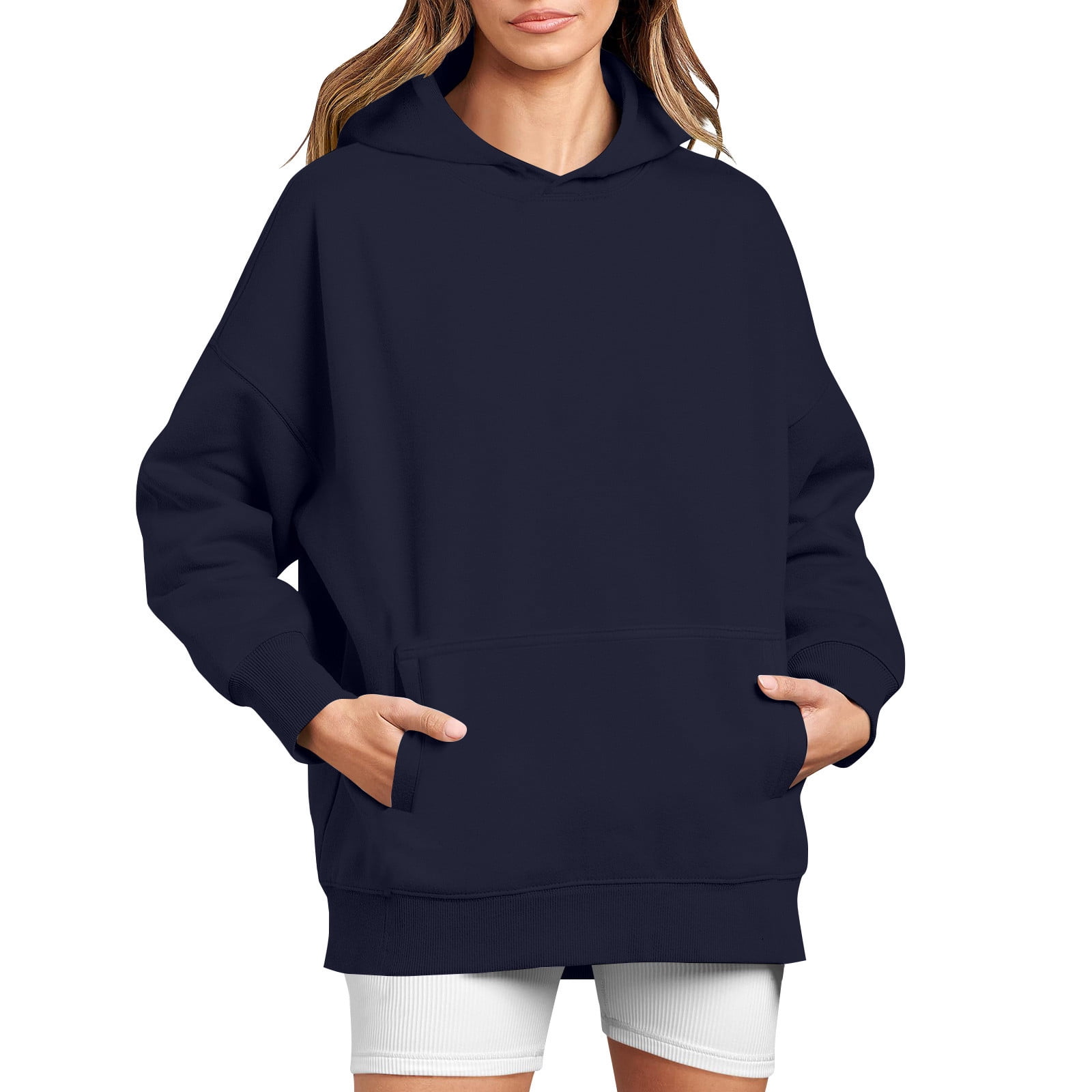 TQWQT Women's Camo Hoodie Maple-Leaf Print Oversized Sweatshirt Fleece Hooded Sweatshirts with Pocket Casual Drop Shoulder Fall Sweatshirts Long