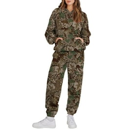 TQWQT Women s Camo Tracksuit 2 Piece Outfits Maple Leaf Print Hoodie Sweatshirt Oversized Jogger Sweatpants Y2K Sweatsuit Set Walmart