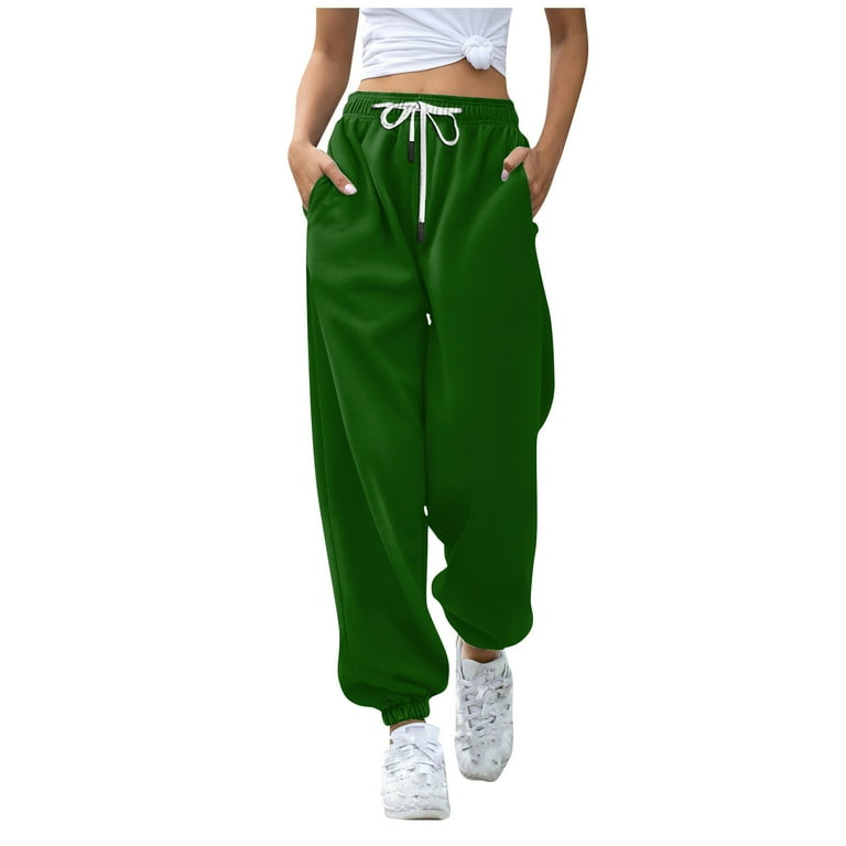 Women's cinch bottom sweatpants pockets high waist sporty gym athletic fit jogger pants lounge trousers sale