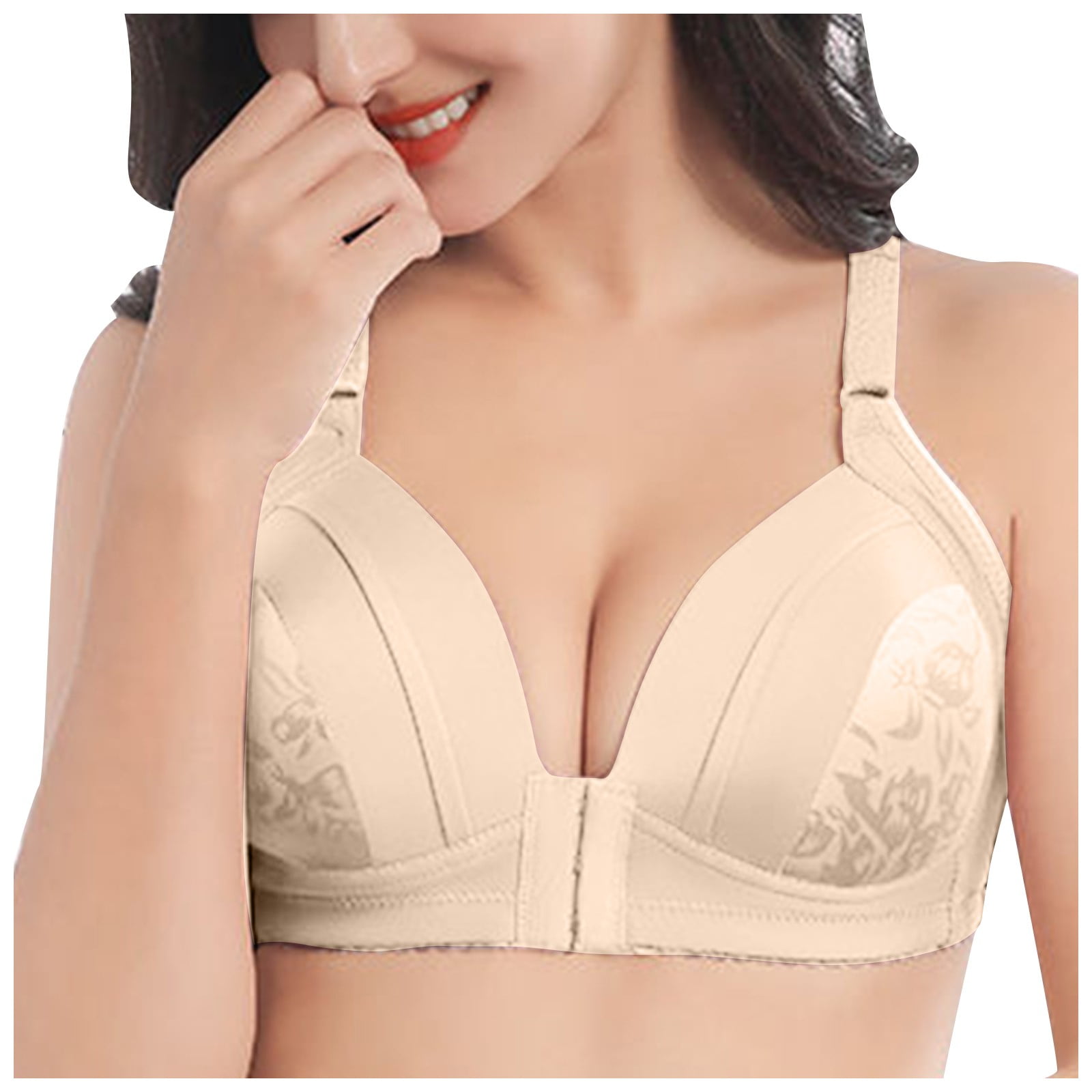 Bras for Women Underwire Front Closure Full Coverage Back Fat Sexy  Bralettes with High Support Women's Everday Bra Beige at  Women's  Clothing store