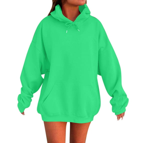 TQWQT Women's Green Hoodie Oversized Sweatshirt Hooded Long Sleeve Cute Y2k Hoodies Plus Size Pullover Tops with Pockets Green 3XL