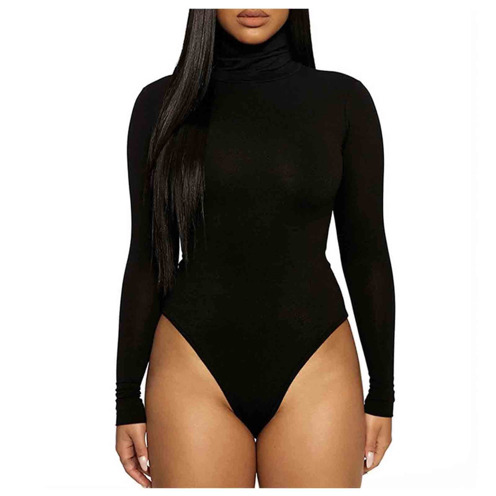 MANGOPOP Women's Mock Turtle Neck Long Sleeve Bodysuit - Seamless Tops - View #4