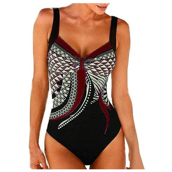 TQWQT Women's One Piece Swimsuit Tummy Control Swimwear Slimming Vintage Bathing Suits