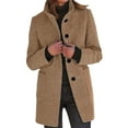 thumbnail image 1 of TQWQT Women's Pea Coats Clearance Wool Black Jacket Stand Collar Plus Size Peacoat Long Wool Blend Overcoat Camel S, 1 of 4