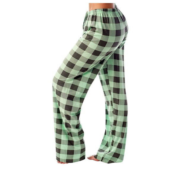 TQWQT Women's Plaid Pajama Pants Plaid Comfy Matching Plaid Pj Pants Plus Size Christmas Fall Pajamas Fuzzy Drawstring Sleep Bottoms Green XL