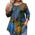 thumbnail image 1 of TQWQT Women's Plus Size Floral 3/4 Sleeve Tunic Top Soft Stretchy Blouse Casual Loose Fit for Leggings Jeans Daily Wear 2XL, 1 of 5