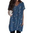 thumbnail image 1 of TQWQT Women's Plus Size Long Shirts for Legging Oversized Tunic Tops with Pockets Short Sleeve V-Neck T Shirts Summer Ethnic Floral Print Long Tops, 1 of 5