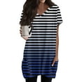 thumbnail image 1 of TQWQT Women's Plus Size Long Shirts for Leggings with Pockets Short Sleeve Tunic Tops Striped Print Long Tops V Neck Oversized T Shirts Summer Tops, 1 of 5