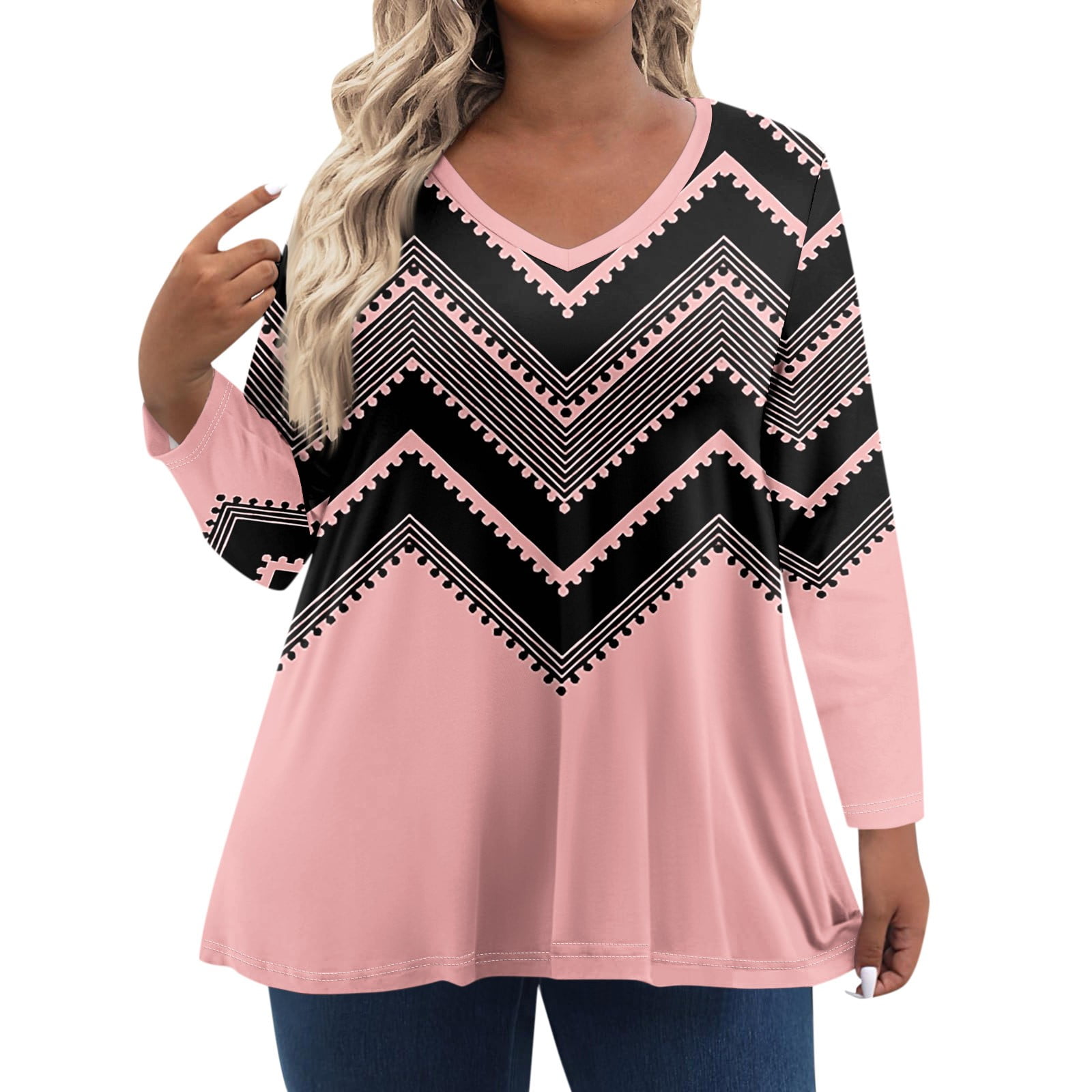 Florboom Women's Plus Size V-Neck Tunic Top - Loose Fit Short Sleeve Shirt For Leggings, Red 3X