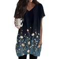 thumbnail image 1 of TQWQT Women's Plus Size Tunic Tops with Pockets Summer Casual Short Sleeve Oversized Tunic Tops Casual V Neck T Shirts Ethnic Floral Print Long Tops, 1 of 5