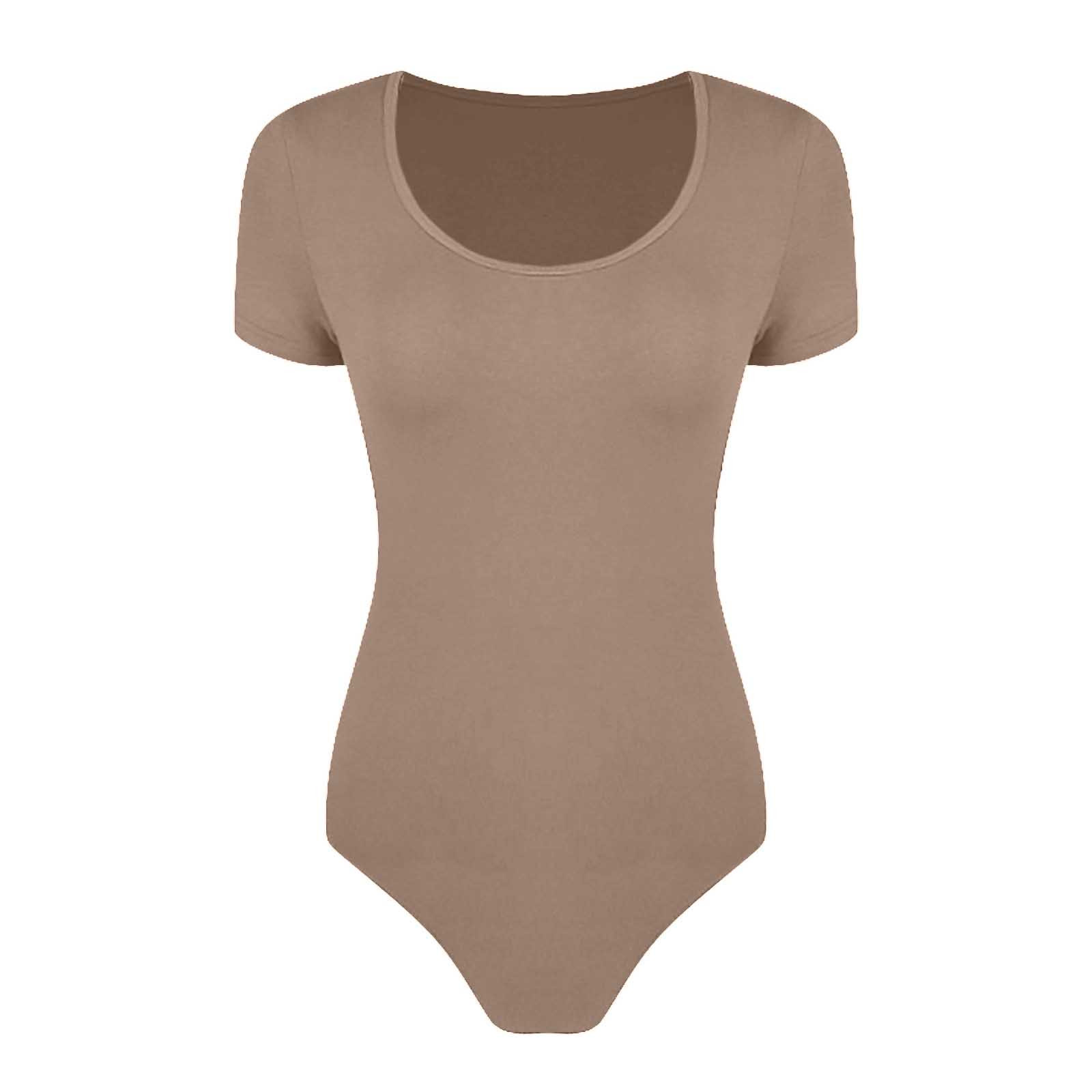 TQWQT Women's Round Neck Short Sleeve T Shirts Basic Bodysuits - Walmart.com