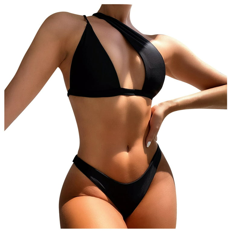 TQWQT Women's Sexy Cutout One Shoulder Bikini Underwire Padded Bathing Suit  Cheeky Thong Brazilian Swimsuit