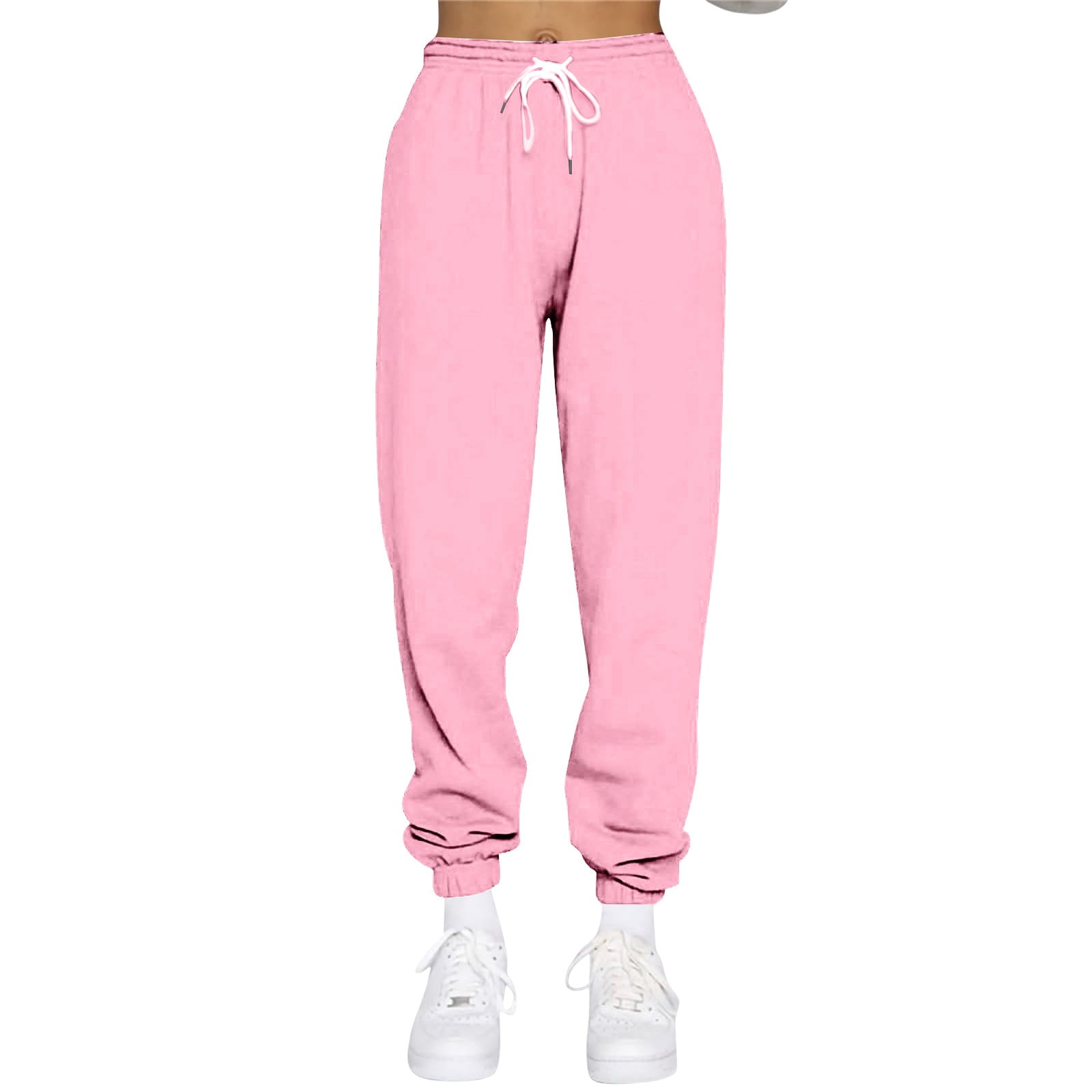 Jogger Fleece Sweat Pants for Women Trendy Plus Size Cinch Bottoms with  Pockets Baggy Sweatpants for Teen Girls