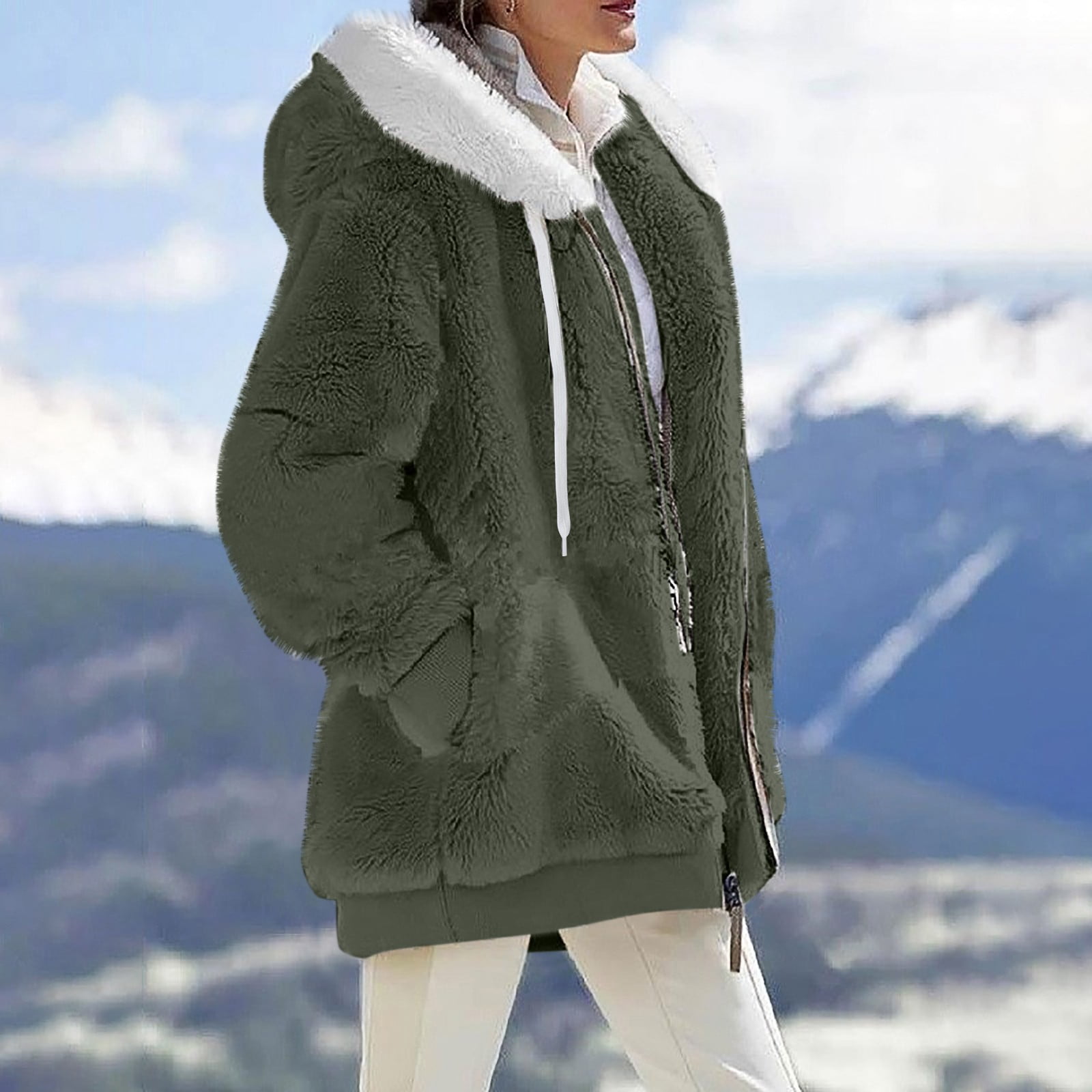 TQWQT Womens 2023 Winter Fashion Plus Size Sharpa Jacket Fleece