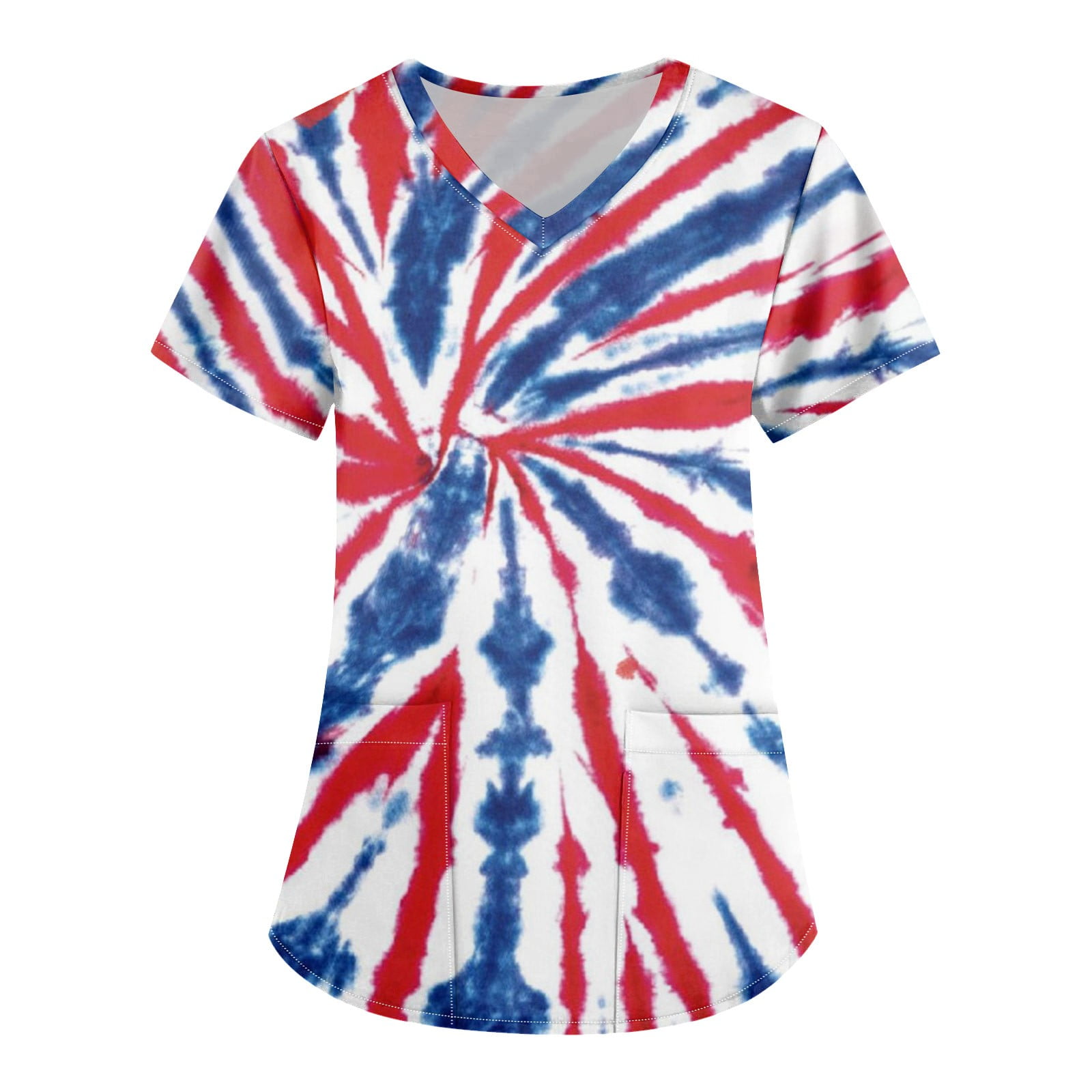 TQWQT Womens American Flag Printed Scrubs Stretchy 4th of July