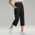 thumbnail image 1 of TQWQT Womens Capris for Summer High Waist Workout Yoga Pants with Pockets Tummy Control Leggings Straight Leg Cropped Pants Black XL, 1 of 4
