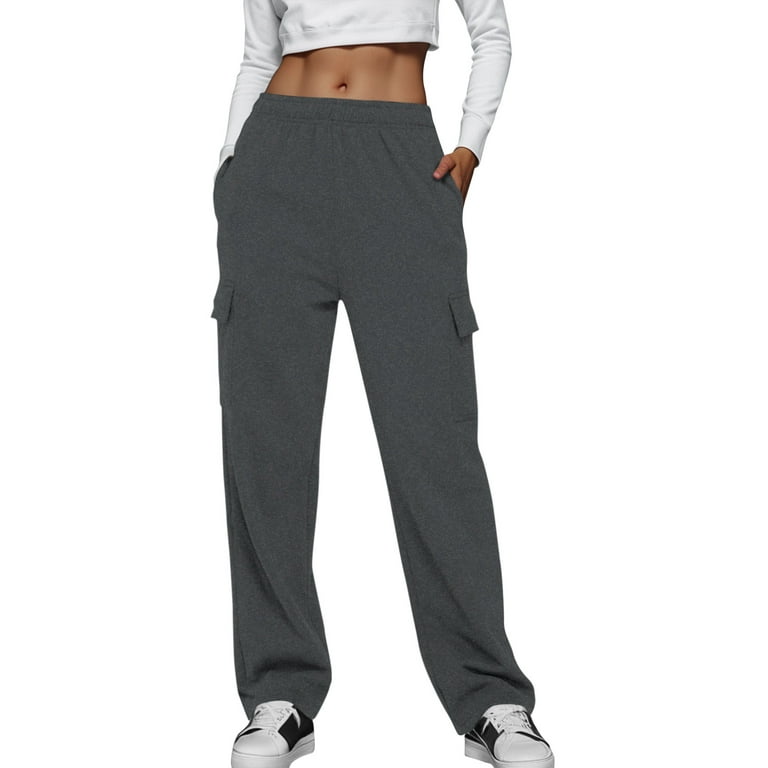 TQWQT Women's Petite Wide Leg Sweatpants Lightweight Aesthetic Open Bottom  Cozy Ladies Athletic Sweat Pants with Pockets White XL 