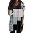 thumbnail image 1 of TQWQT Womens Long Shirts for Leggings with Pockets Short Sleeve Tunics or Tops to Wear with Leggings Plus Size V Neck Oversized T-Shirts Summer Tops, 1 of 5