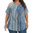 thumbnail image 1 of TQWQT Womens Plus Size Summer Tops 2024 Flowy Crew Neck Tshirts Color Block Pleated Tops Short Sleeve Tunic Tops Loose Casual Clothes for Women Sky Blue 2XL, 1 of 5